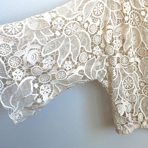 Alexis offwhite floral lace mesh off shoulder top - Picture 5 of 6